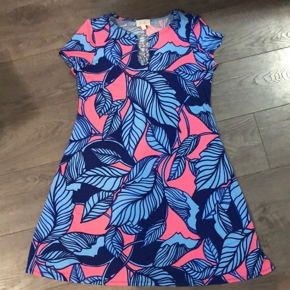 Palm Print summer T-shirt Dress size medium